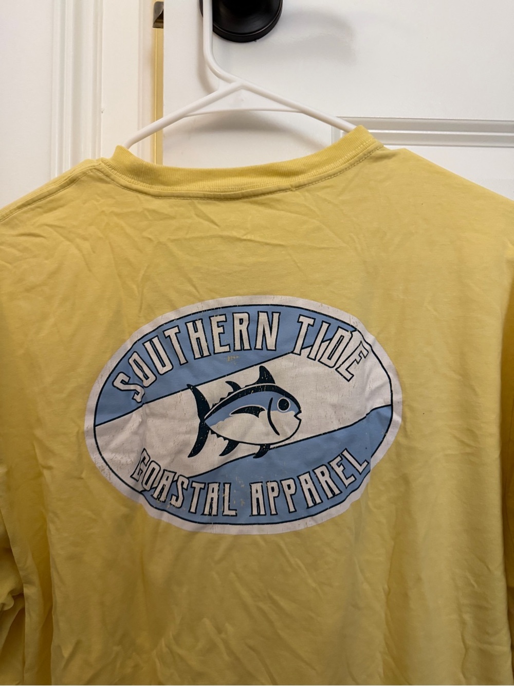 Southern Tide Yellow Short Sleeve Tee with Blue Logo